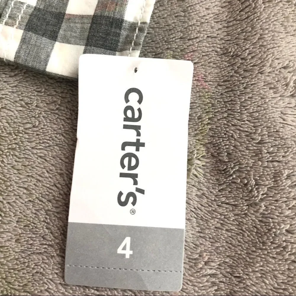Carter’s Gray & white gingham button down shirt